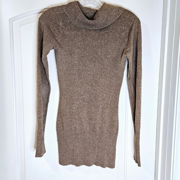 Marciano Gold Shimer Sparkle Pullover Cowl Neck Sweater - Picture 1 of 9